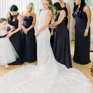 Pronovias RUA Wedding Gown: professionally cleaned,mermaid,  sheer back. Size 12